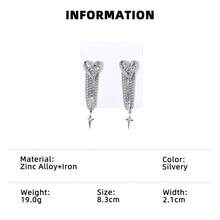 一对复古时尚简约心形锤纹链条流苏耳环，适合女性日常、派对、四季佩戴 - 彩色 - 查看 12