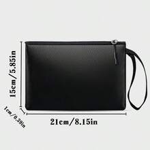 1pc Minimalist Black PU Large Capacity Pencil Case, Multifunctional Pencil Box, School Supplies, Pencil Bag, Office Supplies, Back To School Gift, Back To School Season, Learning Supplies, Multifunctional Pencil Pouch, Stationery Storage Bag - Pencil Case - View 3