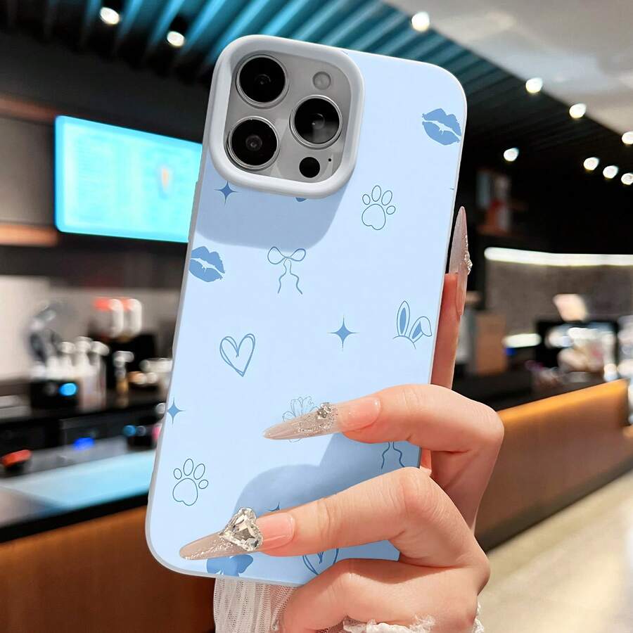 Estuche para teléfono con patrón de mariposa de conejito Compatible con estuches para teléfonos 17 16 Pro Max 15 Pro Max 13 y 12 Diseño de TPU de cobertura total a prueba de golpes Impermeable a prueba de caídas y rayones Un regalo encantador para familiares, amigos y seres queridos - Azul - Ver 1