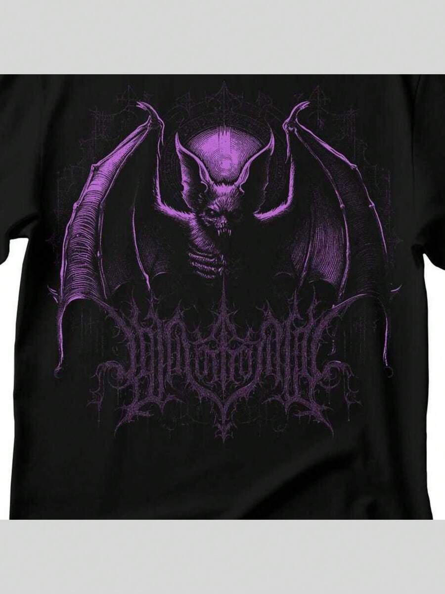 Vintage Gothic Bat T-Shirt: Dark Art Horror Tee - Negro - Ver 1