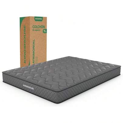 Kingshouse |   Colchón en Caja Individual Color Gris - Espuma de Alta Densidad - 190x100x15 cm - Antiácaros e Hipoalergénico - Memory Foam, Adaptable y Suave - Firmeza Justa