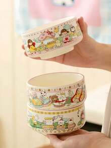 1 chiếc bát sứ hoạt hình dễ thương, thích hợp dùng cho tiệc trà chiều, các món tráng miệng, sữa chua, salad, cháo yến mạch ăn sáng, dùng tại nhà, nhà hàng, quán cà phê, cửa hàng tráng miệng, làm quà tặng, tiệc tùng. - Nhiều màu - Xem 6