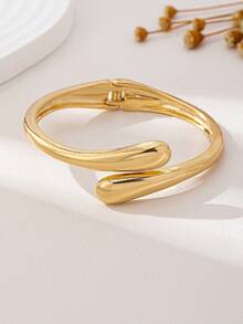 2pcs Teardrop Shaped Bracelet And Open Ring Set - 金色 - 查看 3