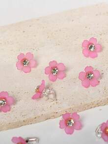 10pcs/Pack Cute Sweet Floral Hair Clips For Girls, White Flower Hair Accessories - Hot Pink - View 4