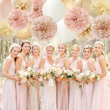 1 set (15 pièces) Lanternes en papier roses, boules de fleurs en papier décoratives, décor pour fête de famille chaleureuse, baby shower, anniversaire, mariage, Saint-Valentin, fond romantique - Multicolore - Voir 4