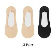 1/3/5 Pairs Spring And Summer Ice Silk Boat Socks For Women, Anti-Slip, No Heel Slipping, Invisible Socks, Thin Low-Cut Socks, Breathable Cool Socks - Multicolor - View 29