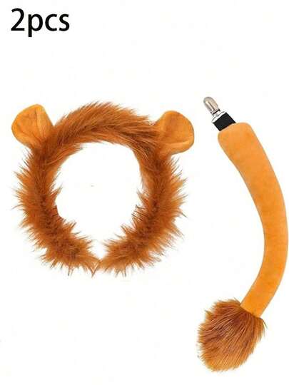 2 Pieces Cute Lion Costume Set, Equipped With Ear Headbands, Suitable For Various Festivals And Party Performances