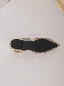 New Spring/Summer Fashion Women's Pointed Toe Gold Sequin Minimalist Casual Flat Shoes, Hollow Out Sandals - Gold - View 6