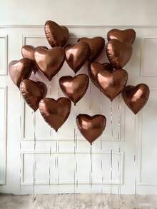 10个18英寸棕色心形铝箔气球，适用于婚礼、生日、周年纪念、母亲节、情人节装饰、室内装饰 - 咖色 - 查看 5