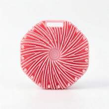 1pc Soft Silicone Deep Cleansing Exfoliating Brush, Minimalist Practical Shower Bathroom Cleaning Brush - Pink - View 1