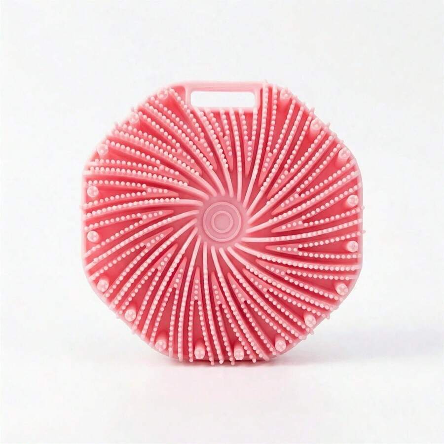 1pc Soft Silicone Deep Cleansing Exfoliating Brush, Minimalist Practical Shower Bathroom Cleaning Brush - Pink - View 1
