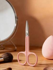 1pc Eyebrow Scissors, Suitable For False Eyelashes, Nose Hair, Beard, Facial Grooming Tools - Pink - View 2