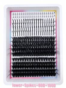 4款漫画风格假睫毛簇，尖头假睫毛，单根睫毛簇，320/310/290/190根装，尖头+下睫毛+160D+200D/60D+80D/80D+100D多款自然妆效，长度6-21mm混合，猫眼浓密水润假睫毛，可重复使用，单根分段式假睫毛，轻盈柔软，在家即可DIY嫁接睫毛 - DD - 查看 12