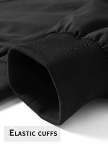 Plus Size Men's Jacket, Men's Plus Size Jacket, Stand Collar Jacket For Spring And Autumn, Extra Large Loose Draping Jacket Suitable For Figures, Holiday Gift Sports - Black - View 8