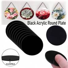 5 miếng acrylic đen hình tròn đường kính 50-100mm, đĩa acrylic tròn, cạnh cắt mịn, dùng cho đồ thủ công DIY, đồ trang trí, làm móc khóa và đế trưng bày (độ dày 2mm) - Màu đen, 5 chiếc - Xem 5