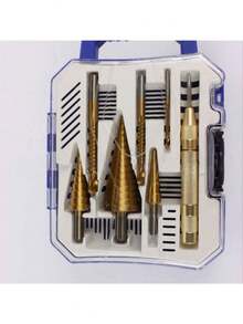 6pcs Titanium Coated High Speed Stepped Drill Bit Set, High Precision Titanium Alloy Countersink Drill Bits, Multi-Size, Multi-Purpose Drilling Tool For Wood, Metal And Plastic Materials, Ideal For Woodworking, Metalworking And Home Improvement - Gold - View 9