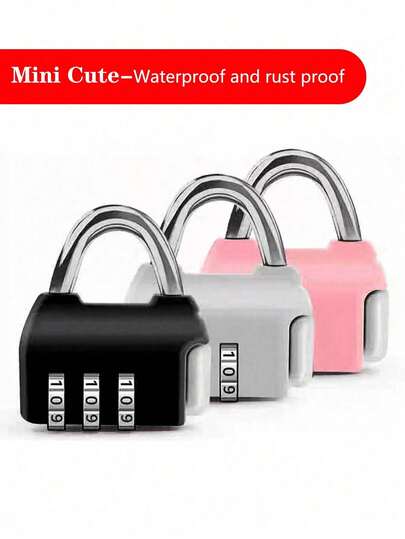 1pc Mini Cute Stainless Steel Password Lock, Suitable For Luggage, Backpack, Schoolbag, Briefcase, Drawers, Cabinets, Student Stationery And Other Small Items, For Anti-Theft Security Protection, Applicable For Travel, Home Cabinets And Drawers