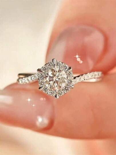 1 ชิ้น แหวนประดิษฐ์หรูหรา, เครื่องประดับสำหรับงานหมั้นงานแต่งงาน, ของขวัญวันวาเลนไทน์สำหรับผู้หญิง