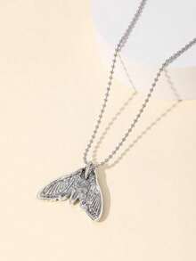 1pc Hip Hop Skull Decor Moth Charm Necklace For Women For Prom Party - 復古銀色 - 查看 7