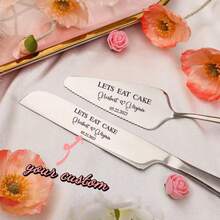 Engraved Cake Cutting Set, Cake Cutter Utensil Set, Wedding Cake Set, Wedding Gift, Anniversary Commemorative Gift, Bridal Shower, Mother's Day, Graduation Ceremony Gift - Silver - View 6