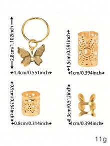 35 chiếc phụ kiện cài tóc hình bướm vàng, bằng kim loại, có thể điều chỉnh, kiểu dáng đơn giản, thời trang, thích hợp cho tóc tết dreadlocks, mùa hè, dành cho bé gái. - Vàng - Xem 5