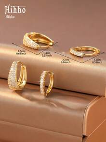 Hihho 4件套时尚百搭几何设计耳环套装，优雅浪漫，适合日常佩戴和外出场合。 - 耳飾 套裝 - 查看 7