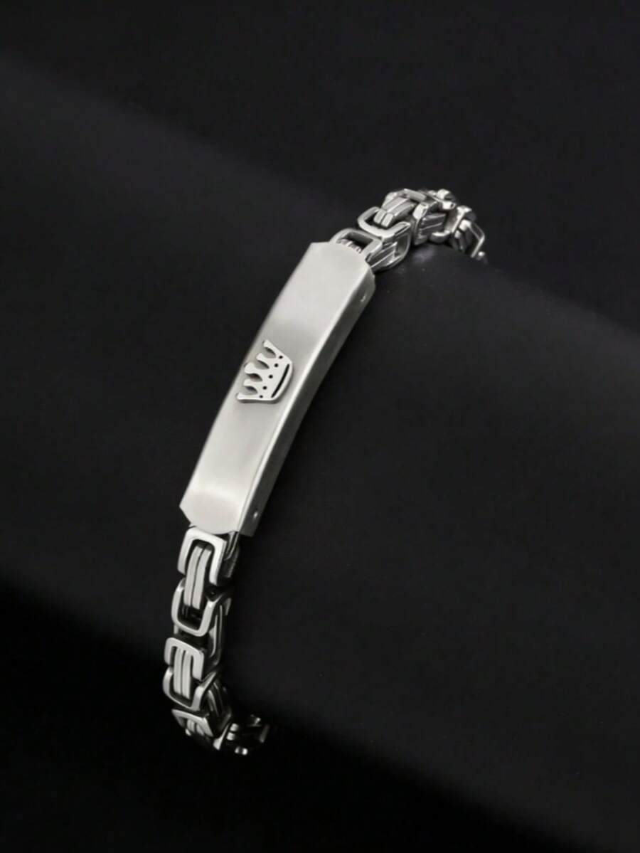 1件极简银色皇冠不锈钢手链 - 銀色 - 查看 1