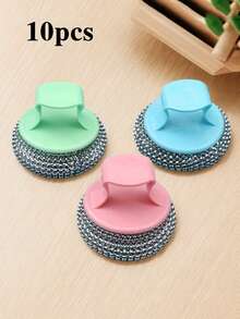 1/4/10 st. avtagbar stålullsborste, fällfri, repfri, fettbeständig rengöringsborste för kök, badrum, diskning, kastruller och stekpannor - Multifärgad - Visa 10