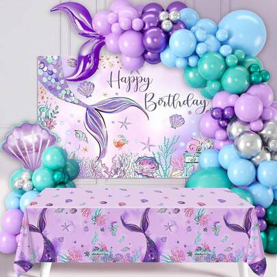 Decorazioni per feste di compleanno a tema sirena - 107 articoli. Decorazioni per feste di compleanno a tema sirena viola, inclusi palloncini, ghirlande e archi, adatti per feste di compleanno, battesimi, eventi di rivelazione del sesso come articoli decorativi.