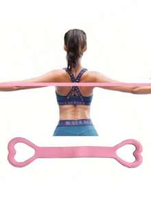 1/2/3件装 8字形拉伸带，女士背部训练肩背塑形瑜伽拉伸带，加厚硅胶弹力绳 - 粉色 - 查看 3