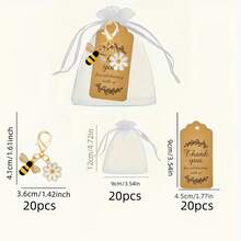 60 chiếc/20 bộ móc khóa hình ong phong cách Bohemian, quà tặng tiệc tùng, quà tặng cho tiệc mừng em bé chào đời, đồ dùng cho tiệc tiết lộ giới tính. - Nhiều màu - Xem 3