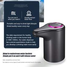 Dispensador de agua eléctrico universal de varios cubos - Método de ingesta de agua conveniente e higiénico. Carga USB, multifuncional, dispensador de agua portátil - Bomba eléctrica automática, adecuado para uso en el hogar, oficina y al aire libre - Modelo de pantalla digital - Ver 7