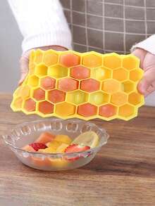 1个极简硅胶盖蜂窝状37格硅胶冰格，硅胶冰块模具，冰淇淋冰棒模具 - 彩色 - 查看 3