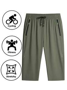 Pantalones cortos de verano para hombres de 7 pulgadas, de unicolor, con cordón y cintura elástica, con logotipo de letra. Adecuado para correr, entrenamiento, baloncesto, fútbol, pesca, uniforme de trabajo, ropa deportiva, uniforme de empresa y uniforme de equipo. - Verde Oliva - Ver 7