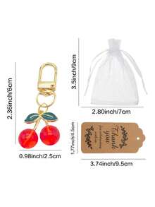 12pcs/Set 3D Alloy Cherry Red Drip Oil Decor Pendant Keychain Jewelry Findings - B-Red - View 3