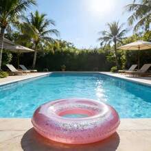 1pc Transparent Sequin Swimming Ring, Adult Transparent Inflatable Cute Underarm Thick Circle Large Buoyancy Swim Ring - Clear - View 36