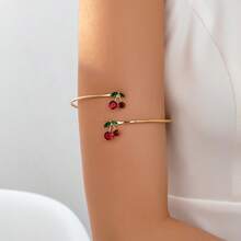 1pc Fashionable, Elegant And Sweet Cherry Design Rhinestone Bracelet, Suitable For Women's Daily Wear - Multicolor - View 2