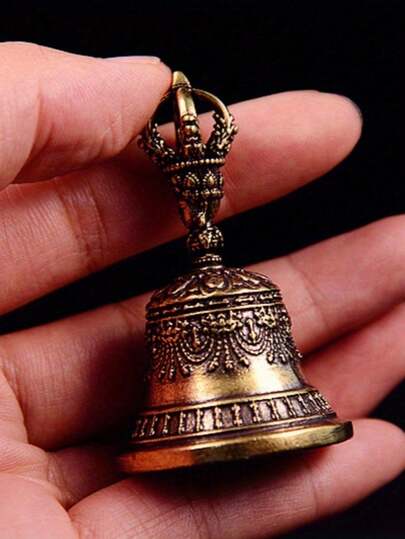 جرس نسيم برونزي مصنوع يدويًا بطراز قديم - جرس نحاسي قديم بنقشة ماسية كلاسيكية، ديكور جداري فاخر، بدون بطارية، ديكور المنزل والمكتب، فكرة هدية فريدة