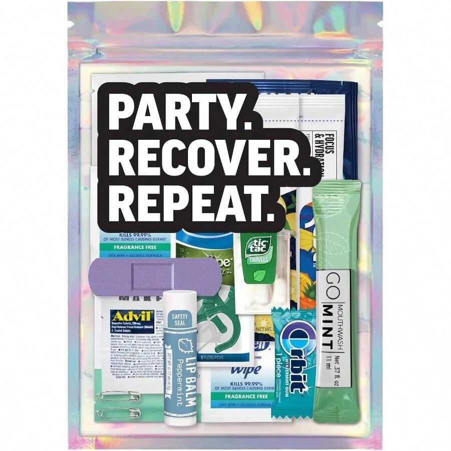 Hangover Kit Deluxe XL - 17pc Pre - Filled Premium Bags - 21st Birthday Gifts For Her, Bachelorette Party Supplies, Girls Weekend Favors, Wedding Recovery Must - Haves, Trip Celebration Essentials - 1 XL - 查看 1