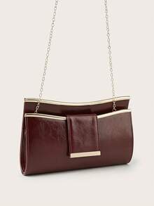 REMANLAND Chiếc ví cầm tay tối giản và cao cấp màu đỏ tía làm từ chất liệu PU, viền kim loại, với đường nét tinh tế, lớp hoàn thiện PU cao cấp, các đường sọc kim loại vàng đơn giản và hình dáng hình học. Phù hợp cho cả những bữa tối công sở với khách hàng hay những buổi gặp gỡ xã giao buổi tối, cân bằng giữa sự chuyên nghiệp và vẻ sang trọng tinh tế. Đây là món quà tuyệt vời nhất dành cho phái nữ. - Màu Đỏ Sâu - Xem 4