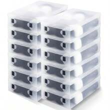 Sintuff - Paquete de 12 cajas de almacenamiento grandes para botas altas de 20.5 x 11.8 x 4.5 pulgadas apilables de plástico transparente para zapatos caja de almacenamiento de zapatos para tenis - Transparente - Ver 8