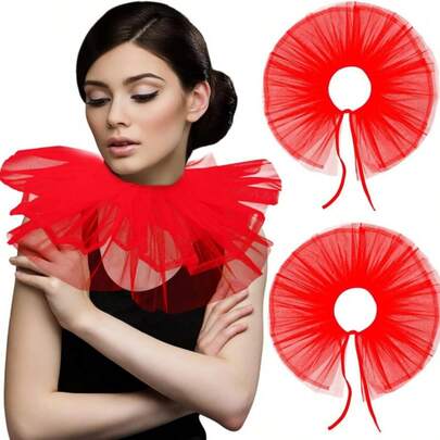 Circus Vampire Costume Ruffled Detachable Collar, Renaissance Costume Neck Ruffle