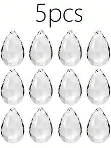 10/20颗玻璃水晶泪滴珠 - 28毫米彩色透明雕刻珠，天使泪滴吊坠及DIY珠宝制作，吊灯配件，花环窗帘绳，阳光捕捉器，适用于室内外，房间、厨房、花园、露台、生日、圣诞节、节日装饰、婚礼派对悬挂装饰 - 彩色 - 查看 16