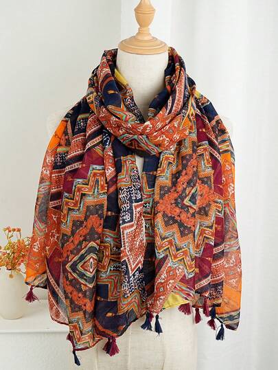 1pc 180*85cm Headscarf For Women, Fashion Shawl Scarf, Suitable For Beach, Travel, Daily Use, Casual Polyester Fabric, Ditsy Floral