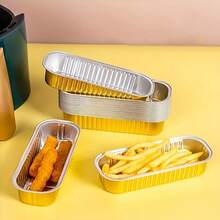 50 piezas Juego de cajas para hornear pasteles de oro, molde de pan de papel de aluminio rosa grueso, vajilla de fiesta con tapa y cuchara/tenedor, molde de pastel rectangular, caja de papel de aluminio resistente al calor para uso doméstico y comercial, caja para llevar sellable, molde para hornear pasteles, molde de pastel individual rectangular, molde de papel de aluminio, adecuado para reuniones grandes, picnics, vacaciones y fiestas, caja de almuerzo de papel de aluminio dorado para refrigerador y horno, caja para llevar desechable, fuente para hornear, caja de papel de aluminio comercial - Multicolor - Ver 9