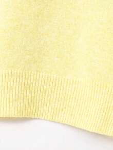 FOR BEAUTY 春夏条纹圆领短袖针织衫，女士新款休闲简约宽松套头衫，时尚优雅舒适家居服上衣 - 淺鵝黃 - 查看 9