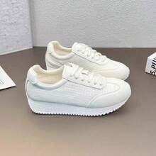 Breathable Kids' White Sneakers, Soft Thick Sole Casual Trainers For Boys & Girls, Spring/Summer - White - View 3