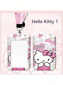 两件套，挂绳+卡套【正版授权】Hello Kitty校园照片夹，学生文具卡，编织挂绳公交卡，收纳盒钥匙扣，学生卡通保护套，交通卡，情侣透明长挂绳吊坠 - 多色 - 查看 8