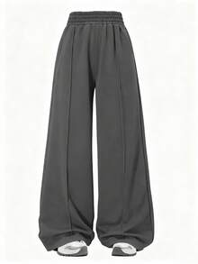 2pcs/Set Tween Girls' Street Style Solid Color Loose Straight Leg Casual Pants - Multicolor - View 5
