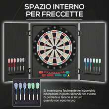 Bersaglio Frechas Electrónicas con 6 Pantallas, Bersaglio Profesional con 12 Frechas Incluidas y 27 Modalidades de Juego, para 8 Personas, 51x6.5x57cm, Negro - Negro - Ver 7
